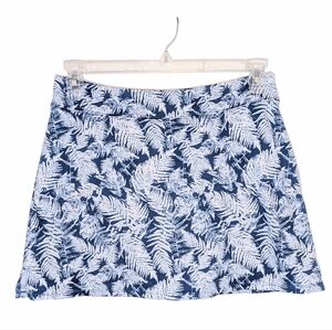 Blue And White Fern Pattern Skort